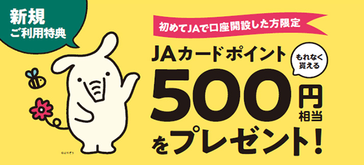 JAカードポイント 500円相当をプレゼント!